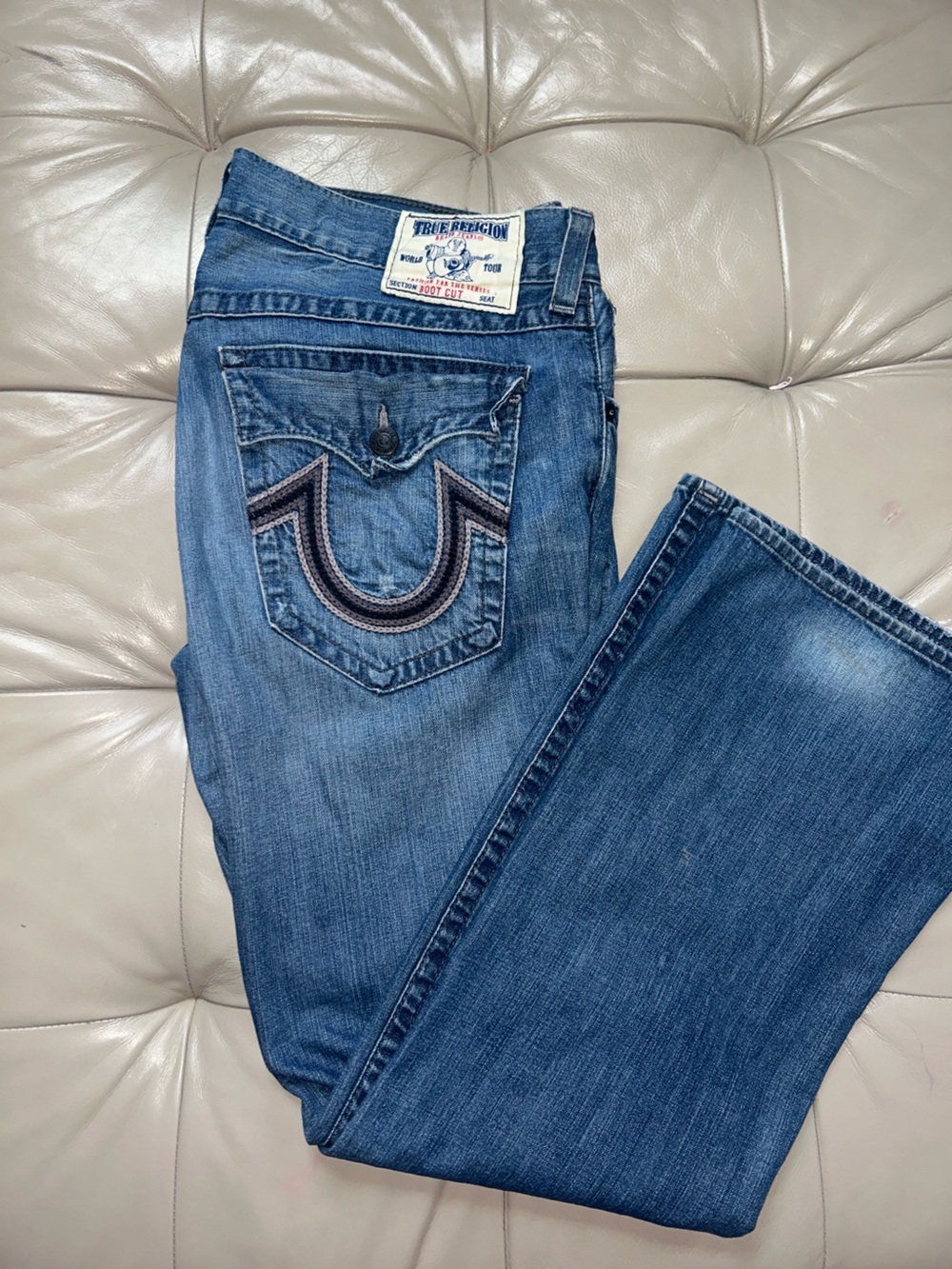 True Religion Men's Bootcut Jeans in Medium Blue